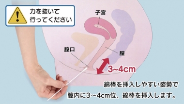 採取綿棒を宮頚管内に挿入します